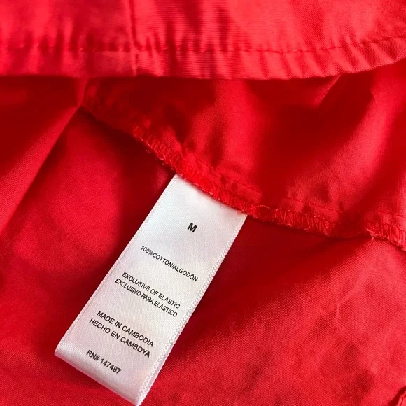 Draper James Salmon/Pink 100% Cotton Puff Sleeve Mini Dress - Size M - Picture 4 of 5